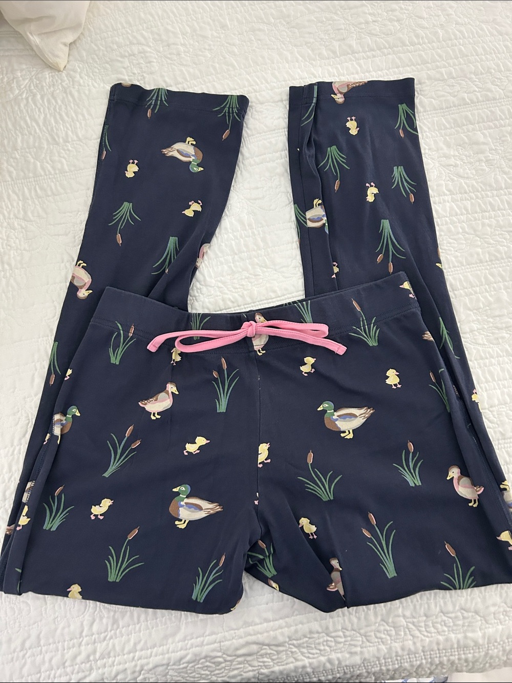 The Beaufort Bonnet Company Navy Duck-Print Pajama Set with Pink Trim - Picture 5 of 6
